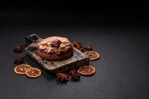 Sweet oatmeal cookies with buttercream or peanut butter photo