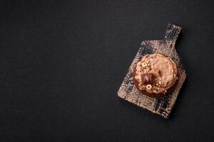 Sweet oatmeal cookies with buttercream or peanut butter photo