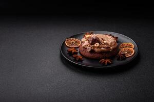 Sweet oatmeal cookies with buttercream or peanut butter photo