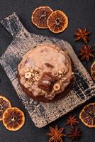 Sweet oatmeal cookies with buttercream or peanut butter photo