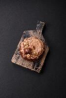 Sweet oatmeal cookies with buttercream or peanut butter photo