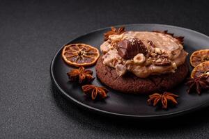 Sweet oatmeal cookies with buttercream or peanut butter photo