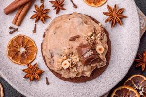 Sweet oatmeal cookies with buttercream or peanut butter photo