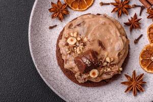 Sweet oatmeal cookies with buttercream or peanut butter photo