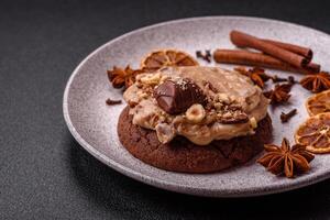 Sweet oatmeal cookies with buttercream or peanut butter photo