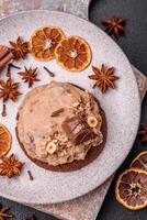 Sweet oatmeal cookies with buttercream or peanut butter photo