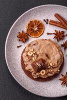 Sweet oatmeal cookies with buttercream or peanut butter photo