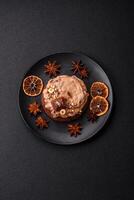 Sweet oatmeal cookies with buttercream or peanut butter photo