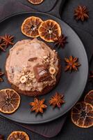 Sweet oatmeal cookies with buttercream or peanut butter photo