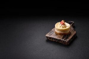 Sweet cheesecake tart with strawberries and mascarpone photo