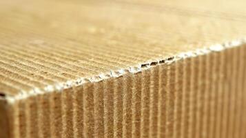 A closeup of a corrugated cardboard box reveals the clean and simple design emphasizing its minimalistic and ecoconscious nature photo