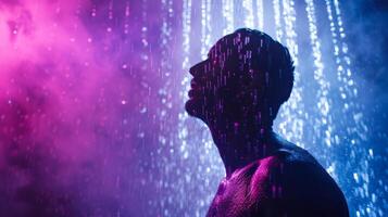 A person standing under a cold shower their skin turning pink as they expose their body to frigid temperatures in an effort to speed up their metabolism photo