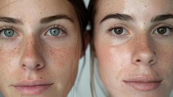A before and after comparison of a persons skin after regular cryotherapy sessions showcasing the improvement in texture and firmness photo
