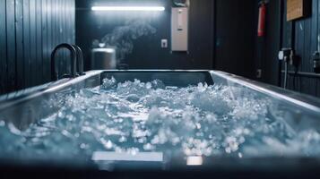 The ice bath serves as a symbol of the athletes dedication to their physical health showing their commitment to postworkout recovery and selfcare photo