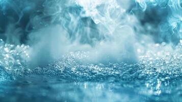 The steam rising from an ice bath is captured in a dreamy ethereal image symbolizing the release of toxins and negative energy from the body photo
