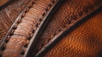 A detailed image of a leather belt highlighting the smooth and supple texture of the leather. The stitching along the edges is ly visible but adds strength and durability to the accessory photo