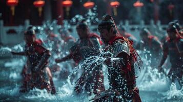 A ritual in ancient China where aristocrats bathed in icecold water to demonstrate their strength and endurance photo