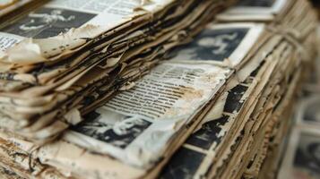 The pages of the book have yellowed with time and are slightly tattered on the edges. Words and illustrations are printed in black ink with some sections appearing smudged from year photo