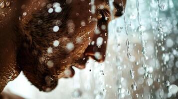 A glimpse of goosebumps forming on the skin while under the cold shower photo
