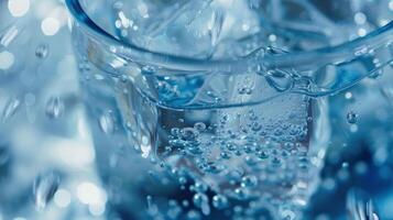 A closeup of a glass filled with icecold water with droplets of water streaming down representing the refreshing power of cold water immersion photo
