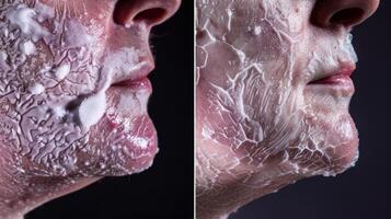 A photo of a persons scar before and after cryotherapy treatments showing how the cold temperatures can improve the appearance and texture of scar tissue