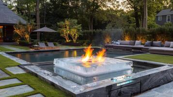 A perfect pairing of opposites the crispness of the ice bath and the smoldering heat of the fire pit create an unforgettable combination photo