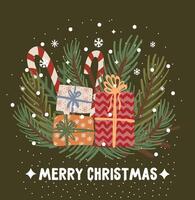new year christmas greeting card. template with cute elements for design vector