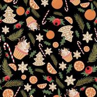 Seamless pattern with christmas elements. illustration in bright colors. vector