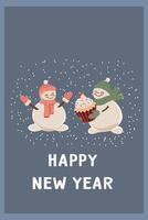 new year christmas card. template with cute elements for design vector
