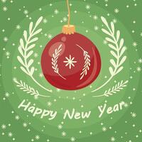 greeting card with christmas tree ball. illustration for new year design vector