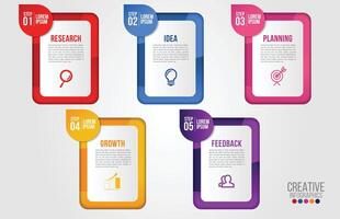 usiness Infographic design template with icons and 5 numbers vector
