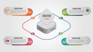 Business infographics 4 steps options design template.Data and information vector