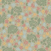 Roses with small flowers illustration all over seamless repeat pattern digital artwork vector