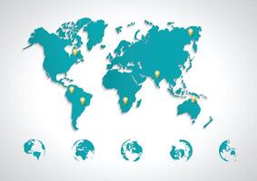 The world map with the continents vector