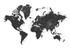 World map with lines drawn on it vector