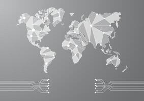 World map abstract background with circuit lines and lines vector