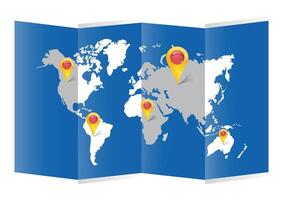 Map pin on world map with pins on it vector