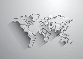 World map icon with shadow on gray background vector