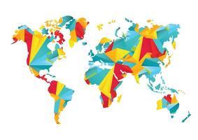 A world map with colorful triangles vector