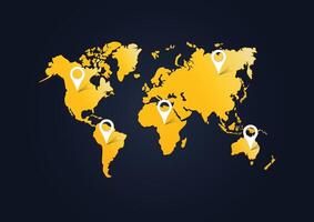 The world map with pins on it vector