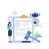 Artificial Intelligence in Law, flat modern design illustration vector