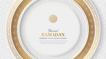 Ramadan Kareem elegant Islamic backdrop background with arabesque border and patterns vector