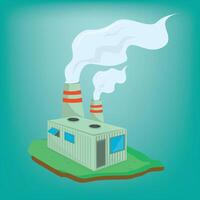 Transforming Shipping Containers into Modern Workspaces Amidst Factory Chimneys vector