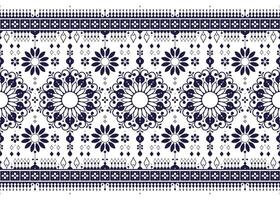 dark blue geometric and mandalas ethnic fabric seamless pattern on White background , design for cloth, carpet, batik, wallpaper, wrapping etc. vector