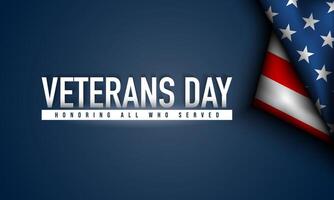 Veterans Day Background Design with American Flag Illustration. vector