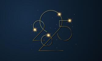 2025 Happy New Year Celebration Design with Golden Number. vector