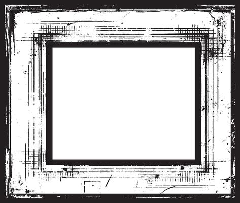 A square vintage photo frame, grunge frame on black background illustration, a black and white photo frame with a grunge effect, black and white frames with a grunge texture,