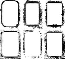a set of four square frames with grunge paint, four black and white grunge frames with a square in the middle, four square frames with grunge texture , black and white frame set vector