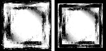 grunge frame background, black and white frame, vector