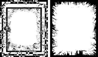 antique photo frame, black and white grunge frames with a border, two black and white frames set with a grunge texture, vintage photo frame vector